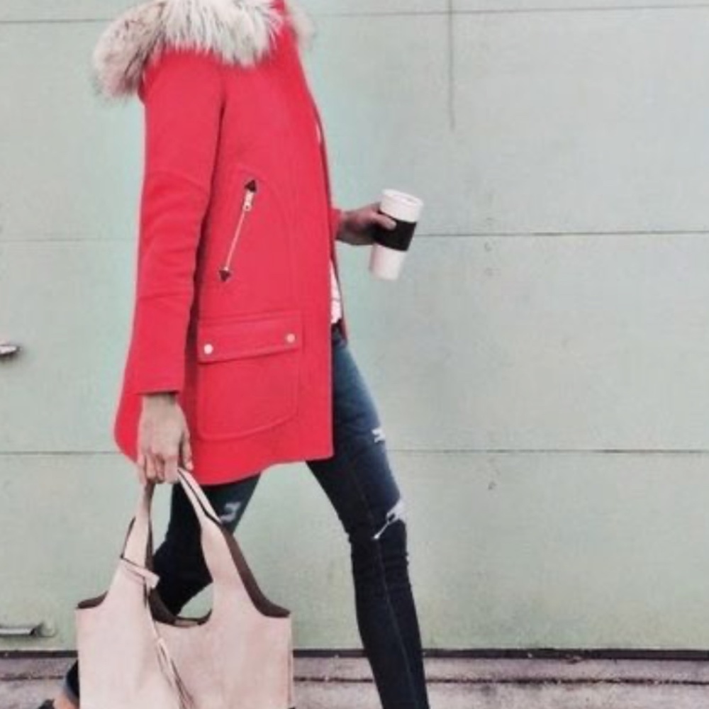 J.Crew Women's Chateau Parka Italian Stadium Cloth By Nello Gori Wool Coat RARE